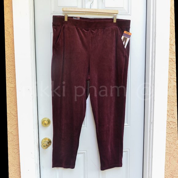Gloria Vanderbilt Pants - New Gloria Vanderbilt Velour High Rise Pull On Jogger Lounge Pant  in purple